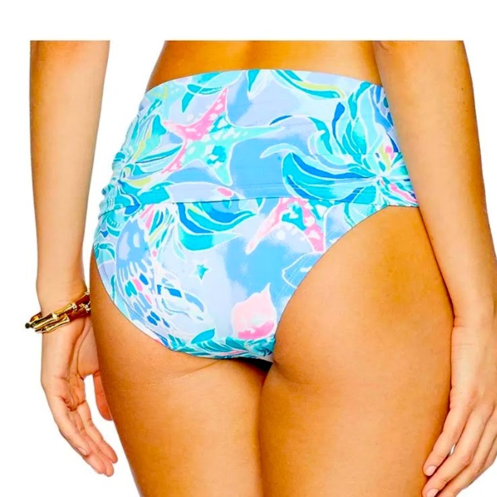 🌸 Lilly Pulitzer Lagoon Sarong Bikini Bottom in Bennett Blue Celestial S…